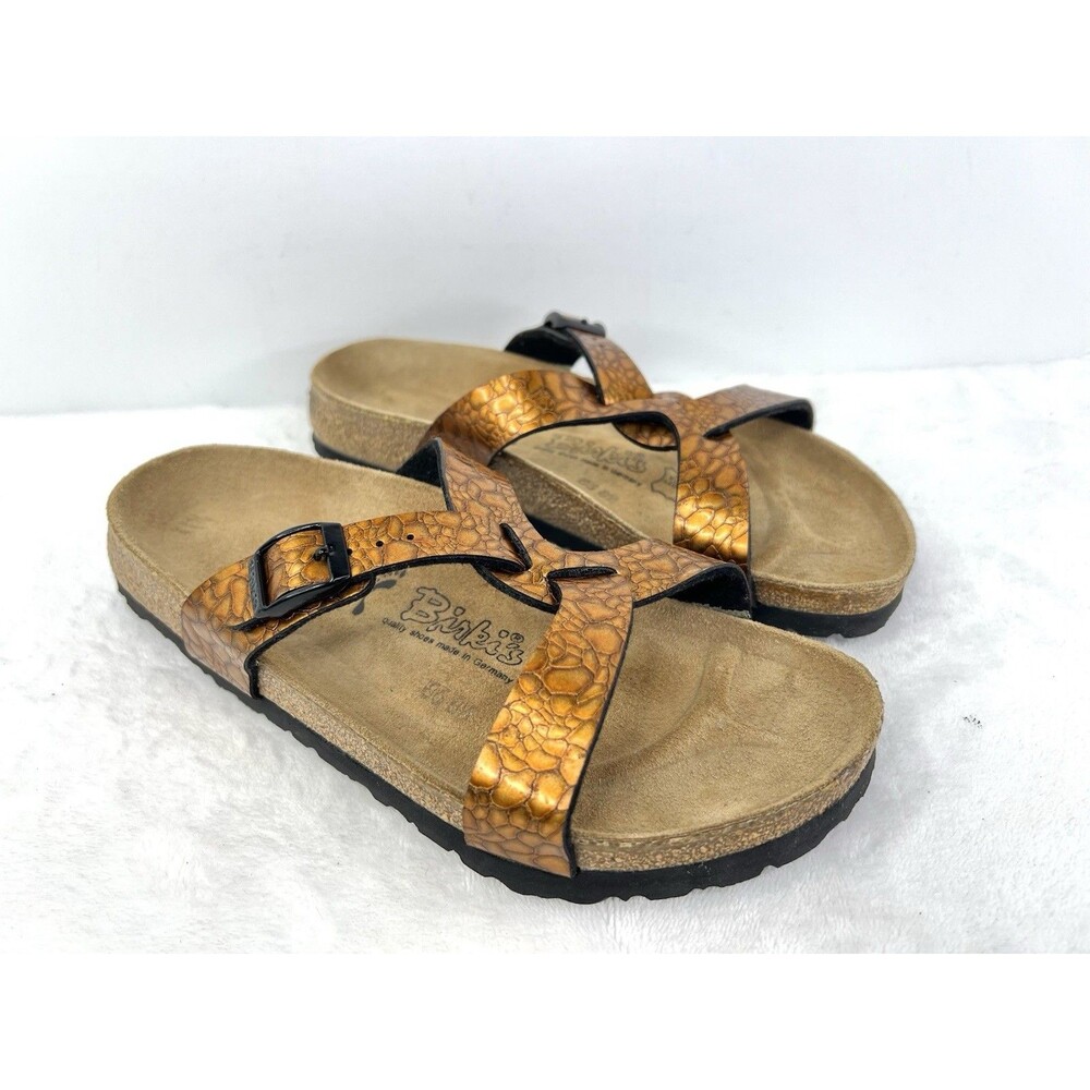 Birkis Birkenstock Salina Sandals Womens 37 / 6 N Metallic Bronze Snake Embossed
